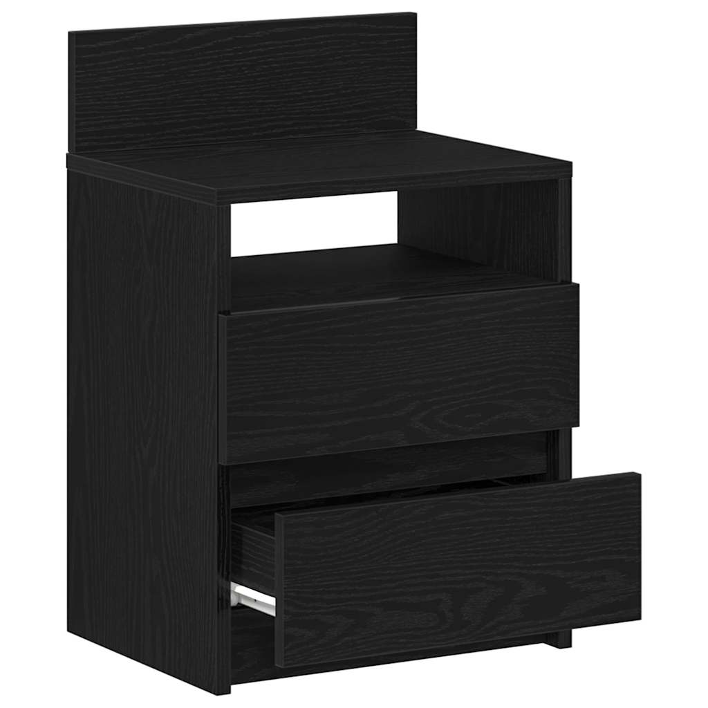 Nightstand with 2 drawers, black, 40x33x60cm