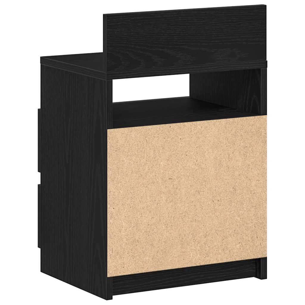 Nightstand with 2 drawers, black, 40x33x60cm