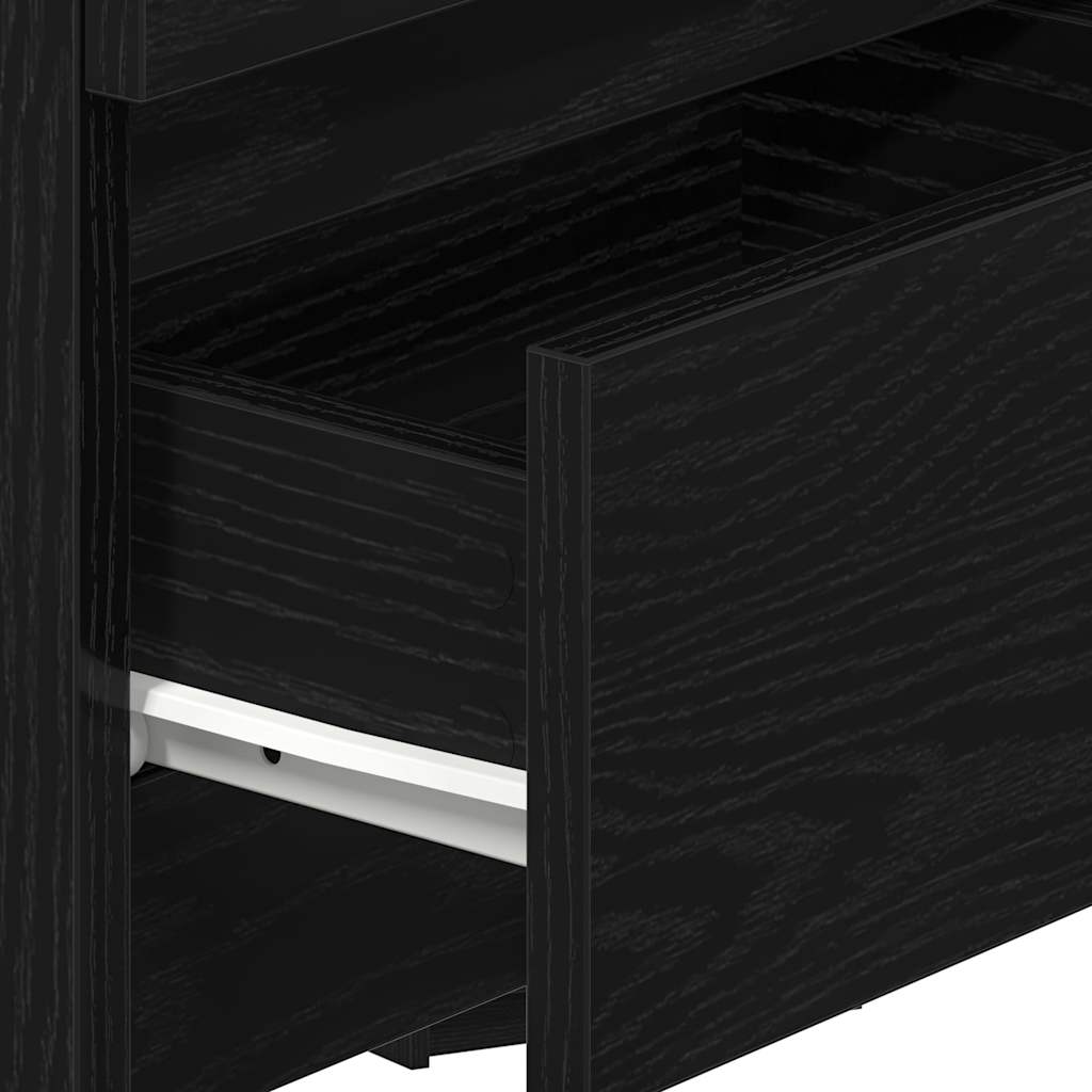 Nightstand with 2 drawers, black, 40x33x60cm