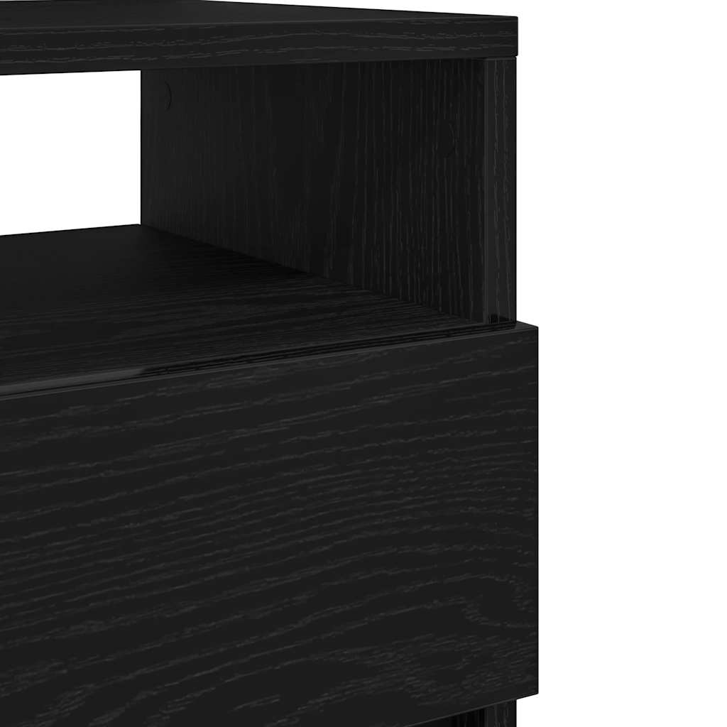 Nightstand with 2 drawers, black, 40x33x60cm