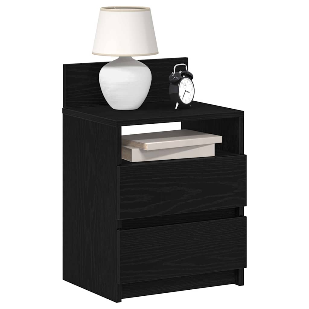 Nightstand with 2 drawers, black, 40x33x60cm