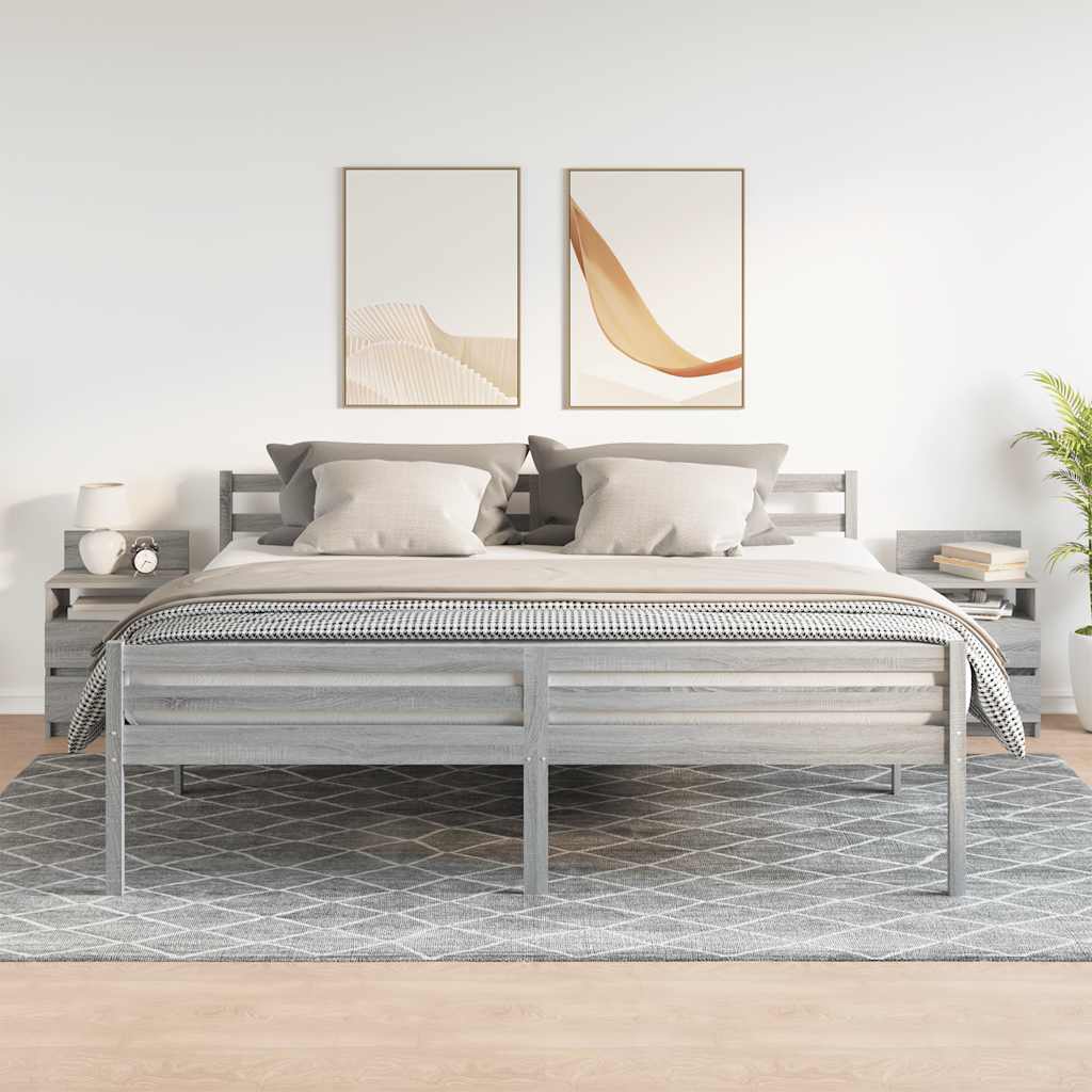 Nightstands with 2 drawers, 2 pcs., gray, 40x33x60cm