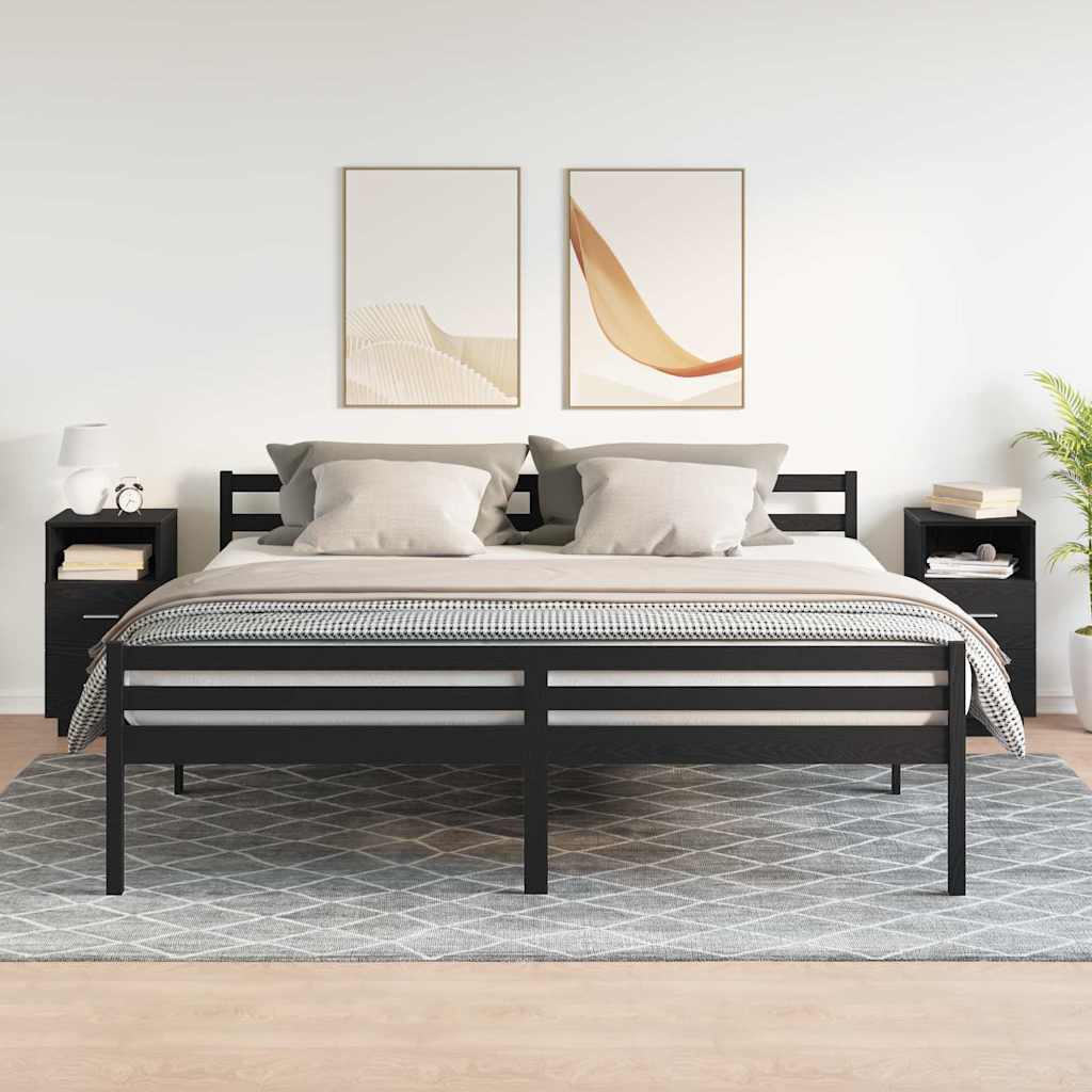 Nightstand with 2 drawers, black, 36x36x68cm