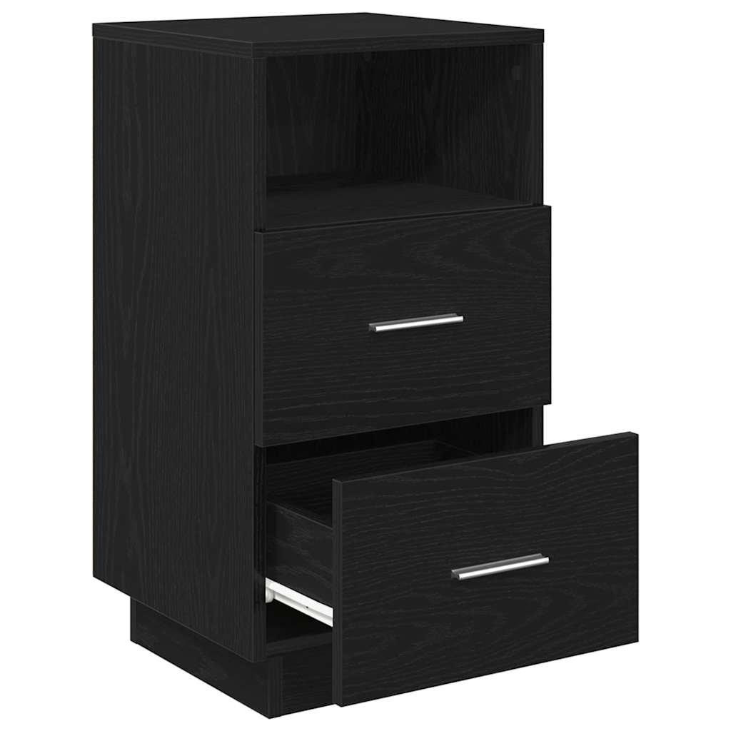 Nightstand with 2 drawers, black, 36x36x68cm