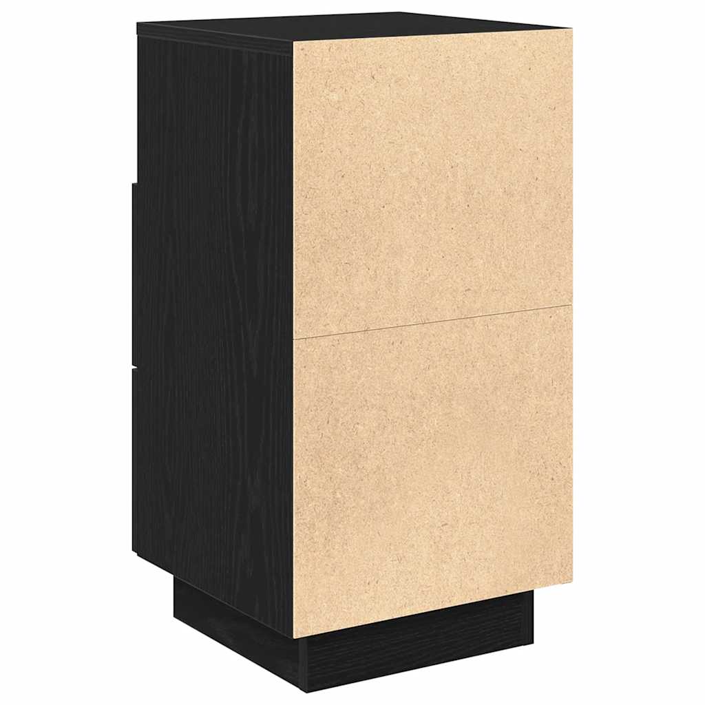 Nightstand with 2 drawers, black, 36x36x68cm
