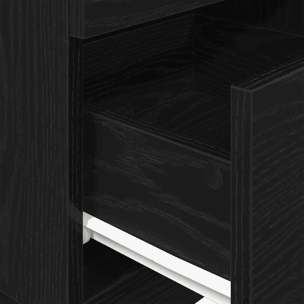 Nightstand with 2 drawers, black, 36x36x68cm