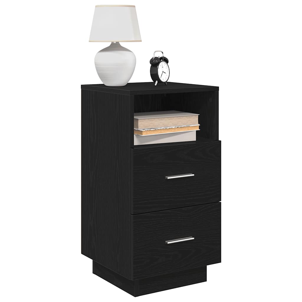 Nightstand with 2 drawers, black, 36x36x68cm