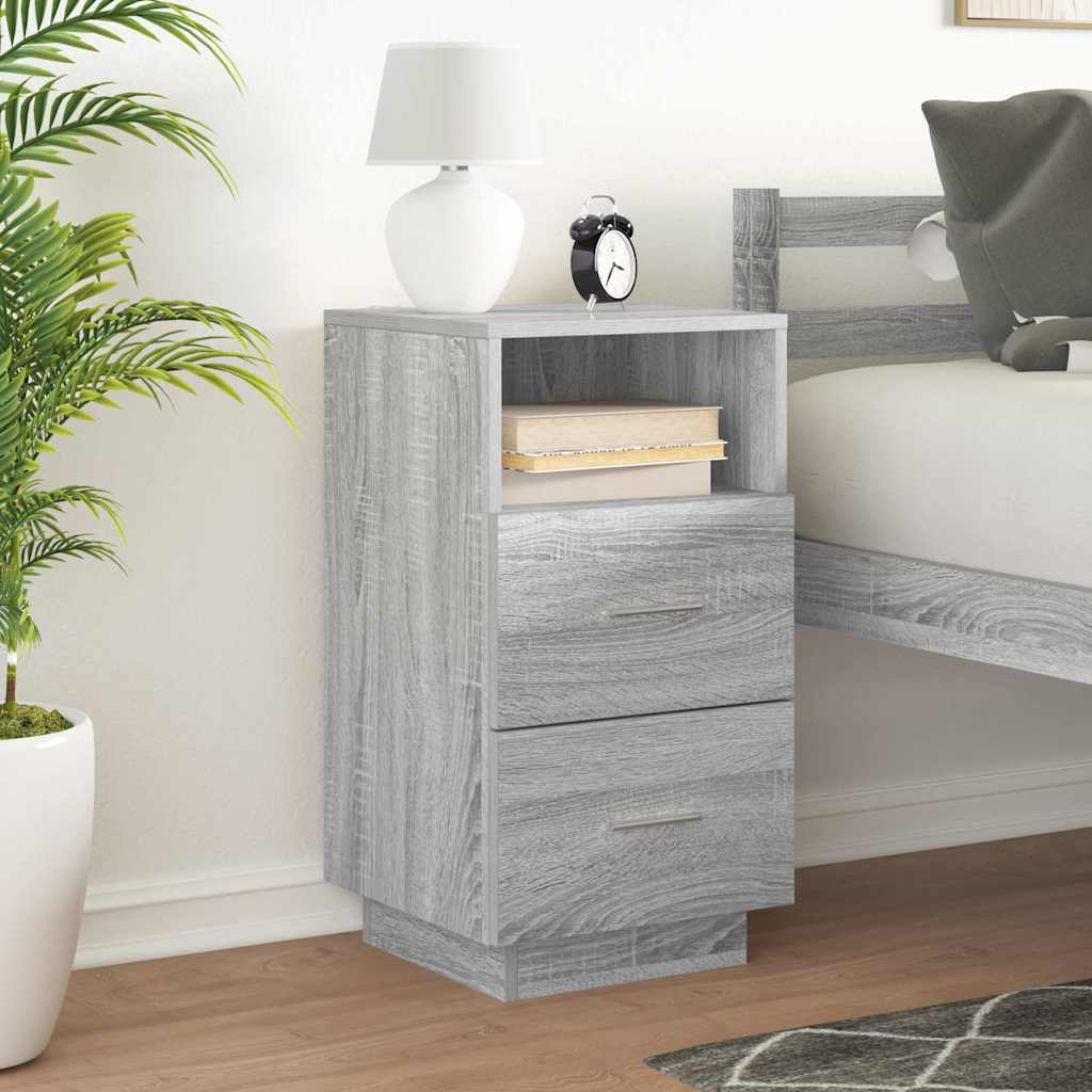 Nightstand with 2 drawers, gray, 36x36x68cm
