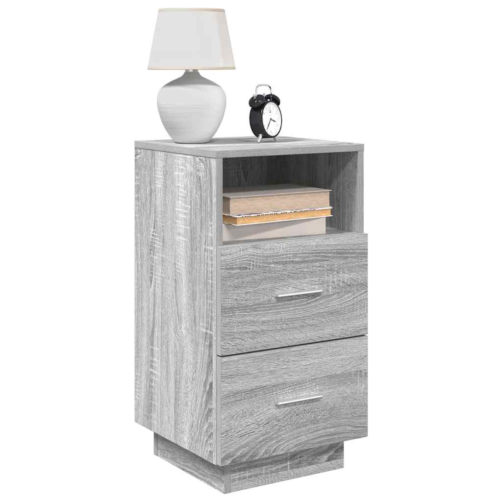 Nightstand with 2 drawers, gray, 36x36x68cm