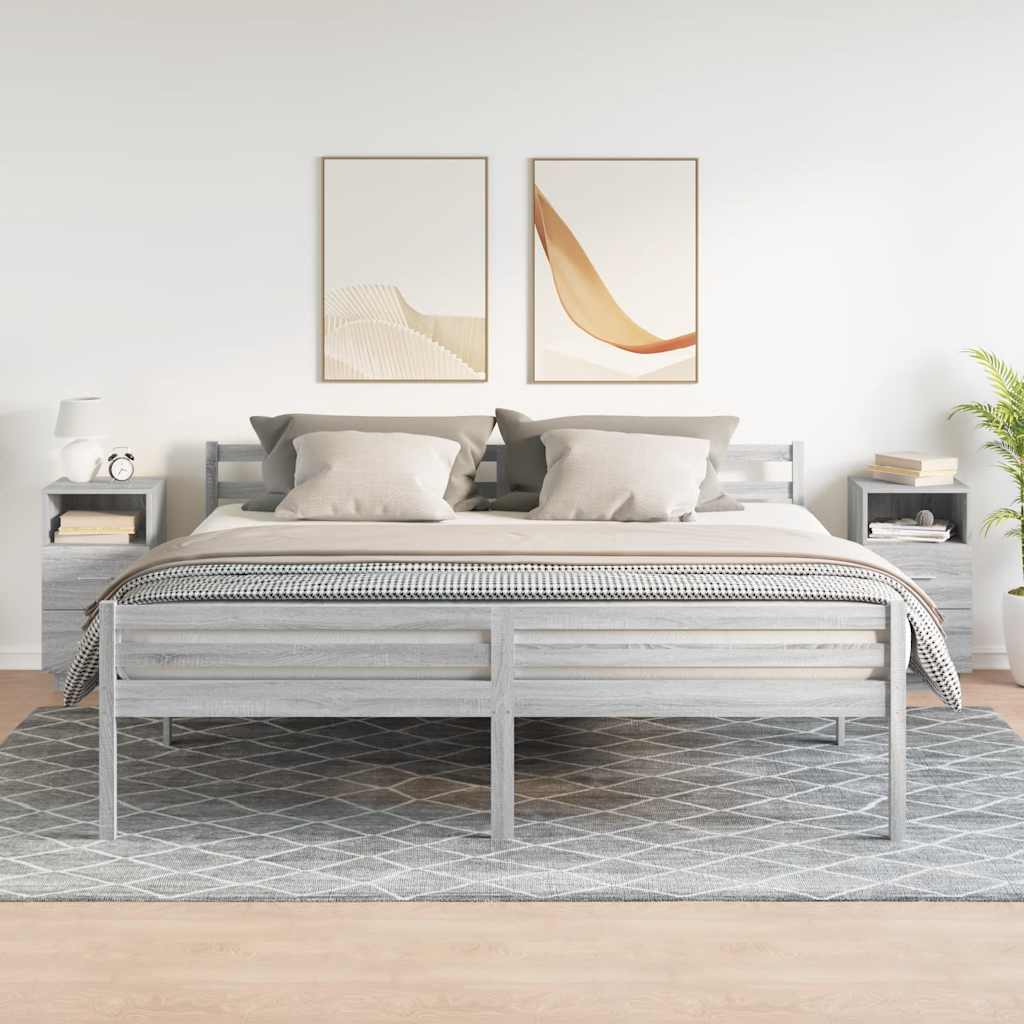 Nightstand with 2 drawers, gray, 36x36x68cm