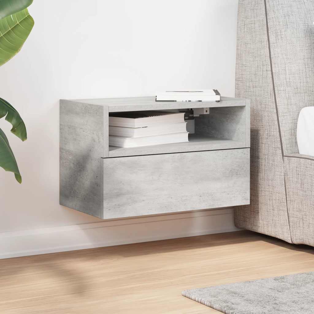 Wall-mounted nightstand, gray, 45x26x28.5cm