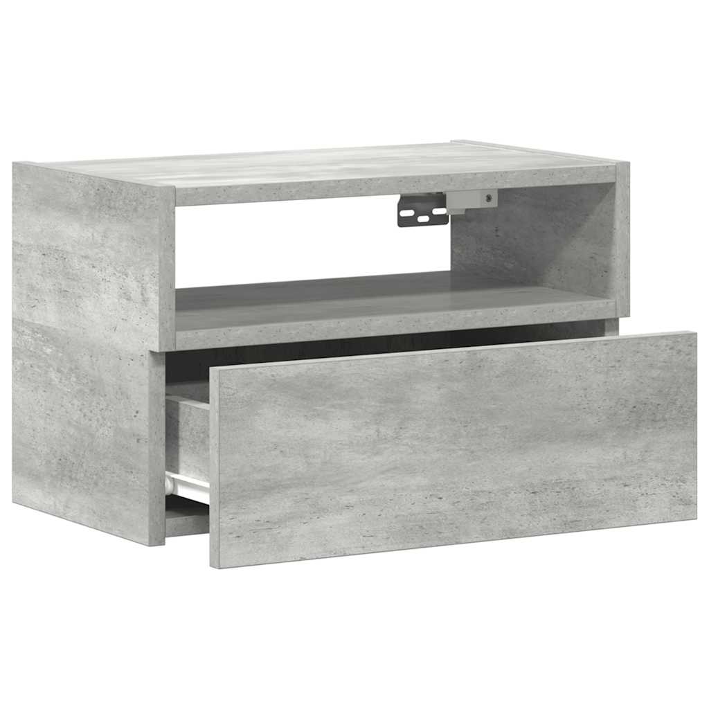 Wall-mounted nightstand, gray, 45x26x28.5cm