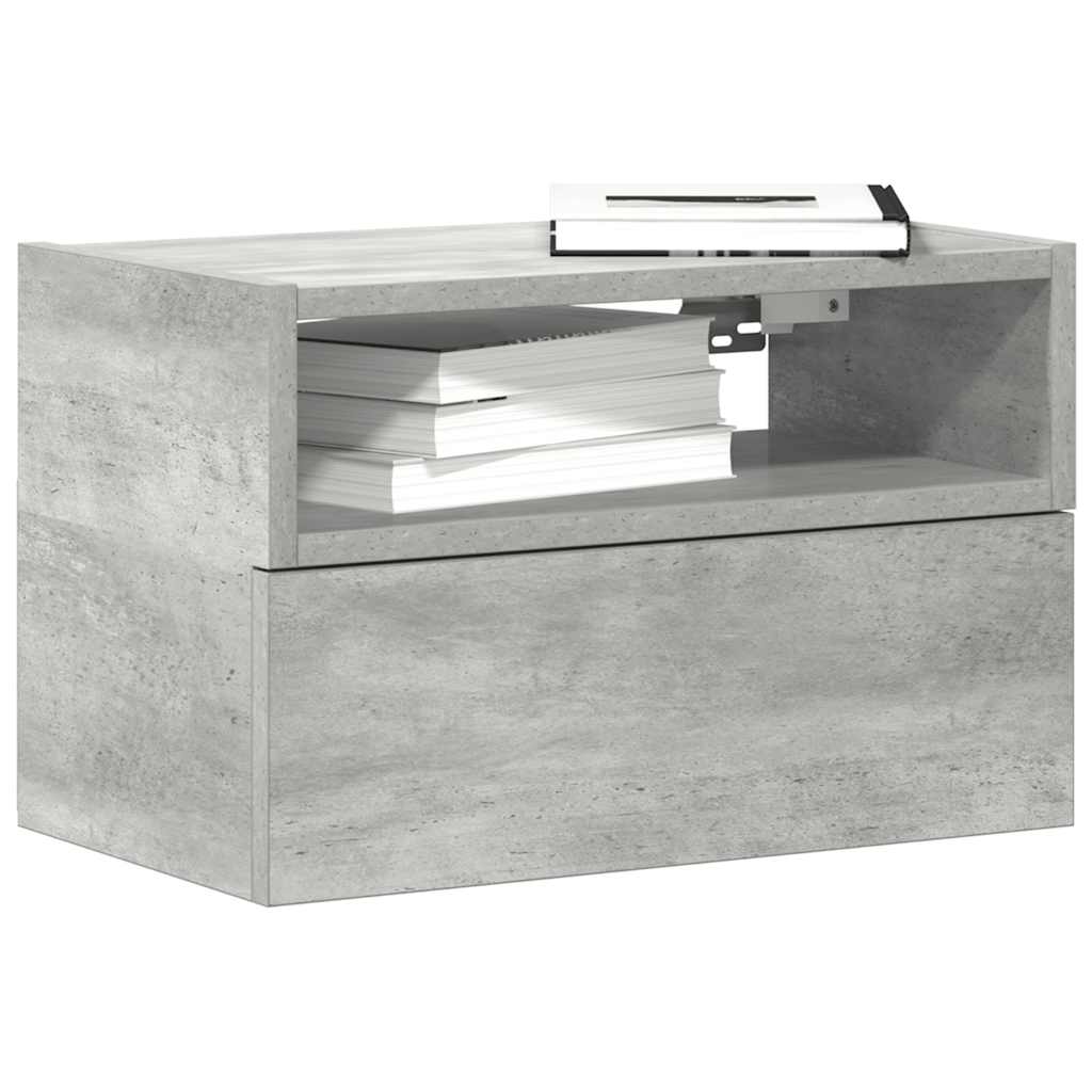 Wall-mounted nightstand, gray, 45x26x28.5cm