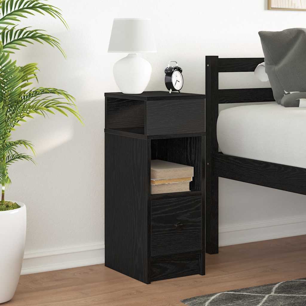 Bedside cabinet with drawer, black 25x31x66cm