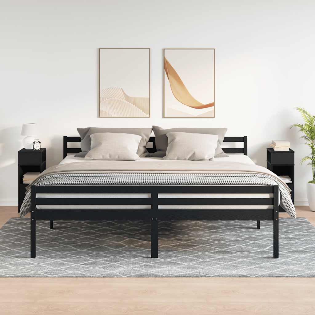 Nightstands with drawers, 2 pcs., black, 25x31x66cm