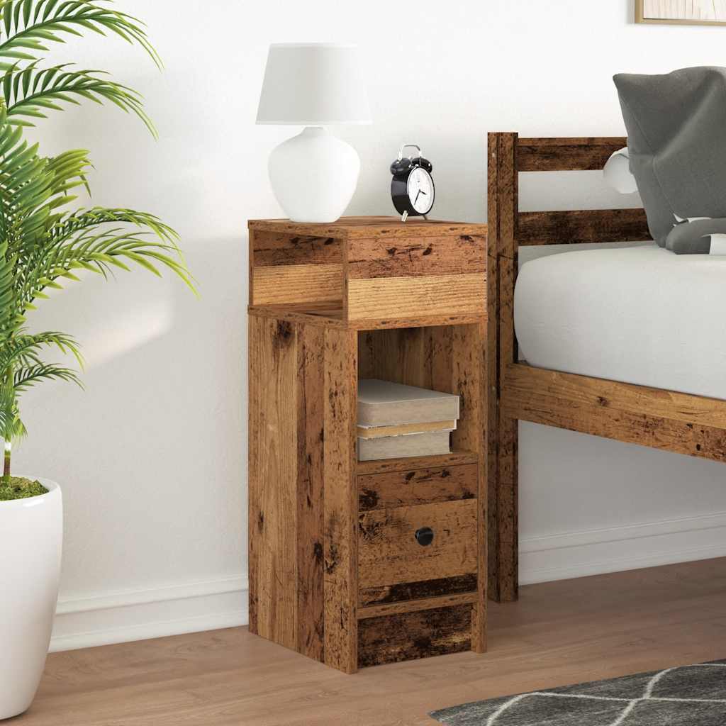 Nightstand with drawer, distressed wood, 25x31x66cm