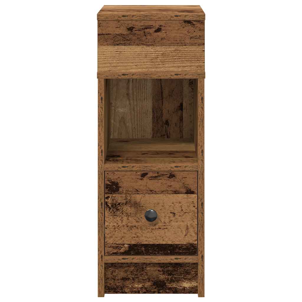 Nightstand with drawer, distressed wood, 25x31x66cm