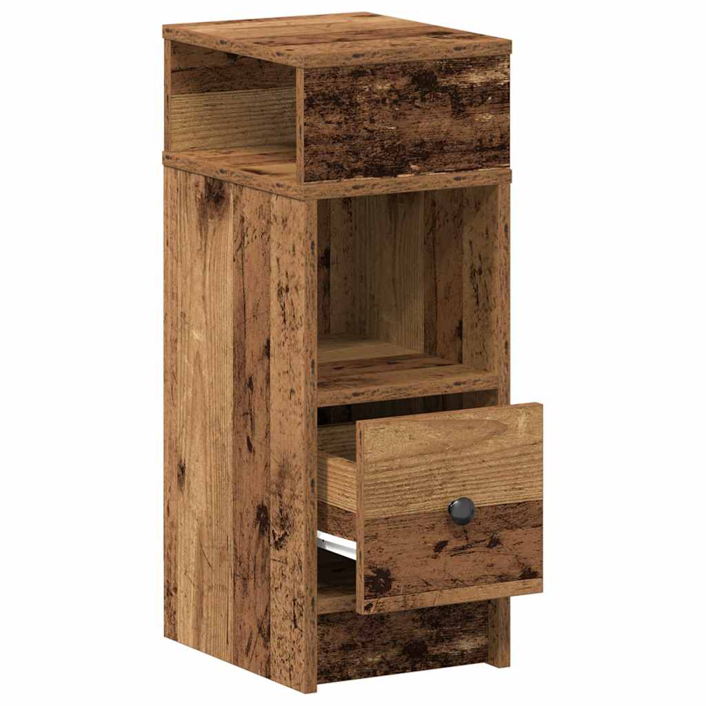 Nightstand with drawer, distressed wood, 25x31x66cm