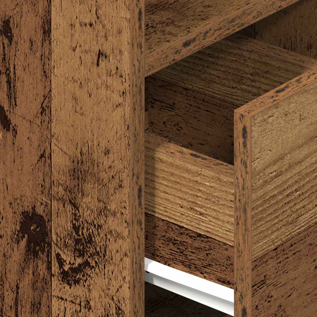 Nightstand with drawer, distressed wood, 25x31x66cm