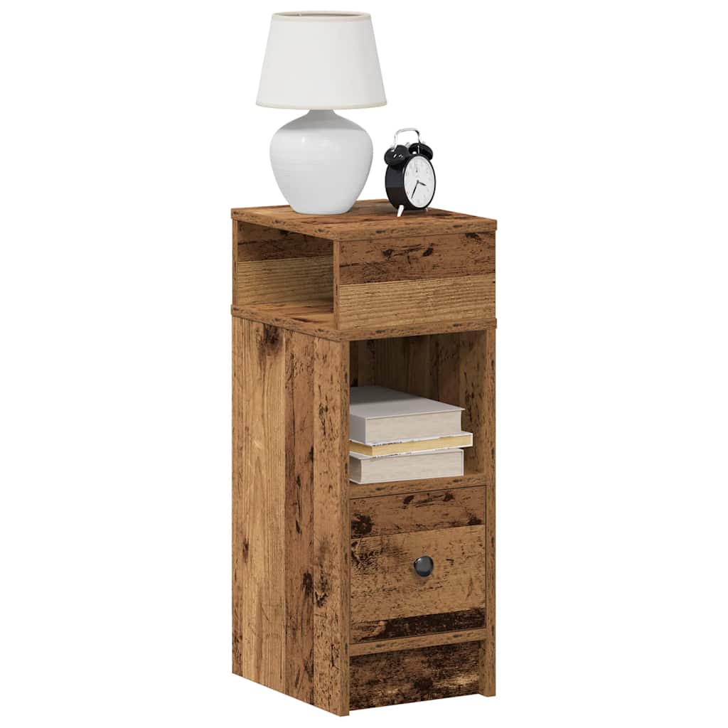 Nightstand with drawer, distressed wood, 25x31x66cm