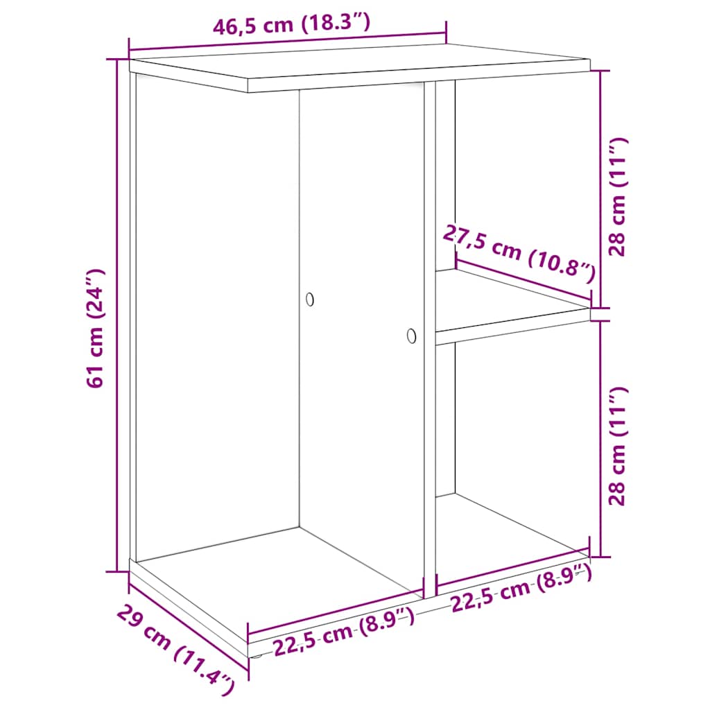 Naktinis staliukas, pilka, 46,5x29x61cm, apdirbta mediena