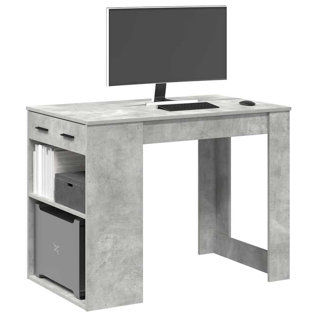 Desk with drawer/shelf, gray, 102x62x77.5cm