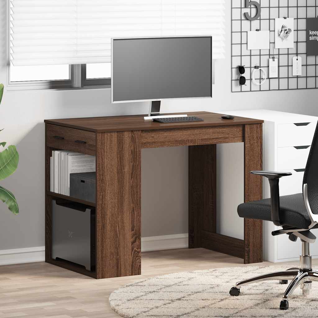 Desk with drawer/shelf, brown, 102x62x77.5cm