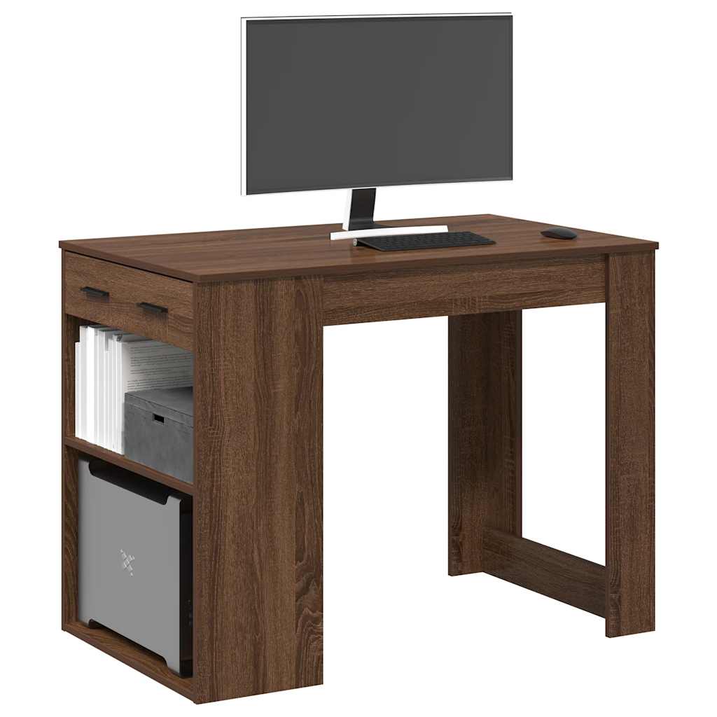 Desk with drawer/shelf, brown, 102x62x77.5cm