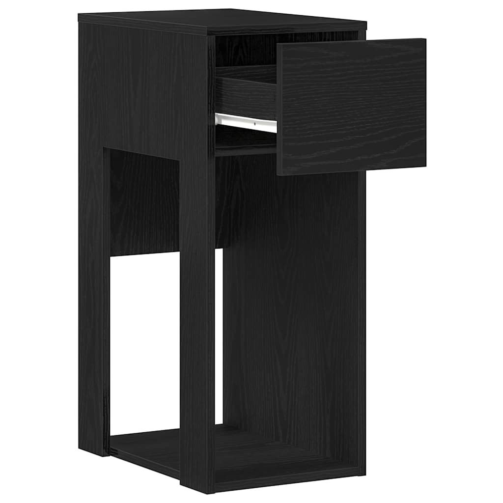 PC tower stand with drawer, black, 30x44x74 cm