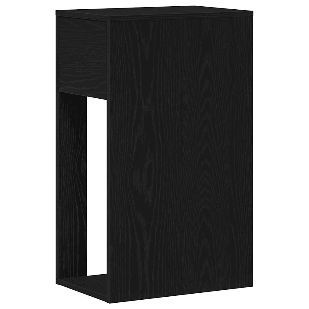 PC tower stand with drawer, black, 30x44x74 cm