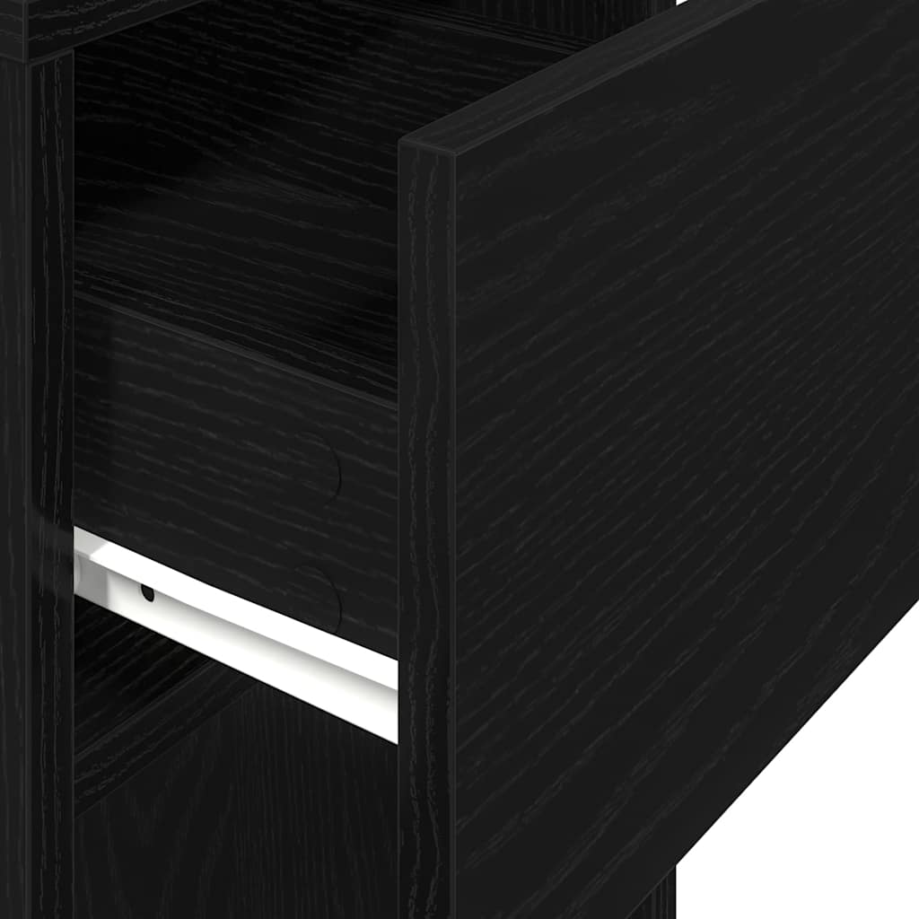 PC tower stand with drawer, black, 30x44x74 cm