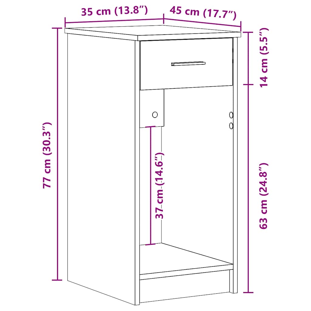 Datora torņa statīvs ar atvilktni, artisanal, 35x45x77cm