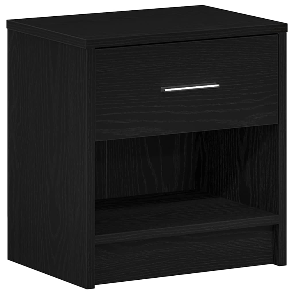 Bedside table with drawer, black, 39x28x41cm