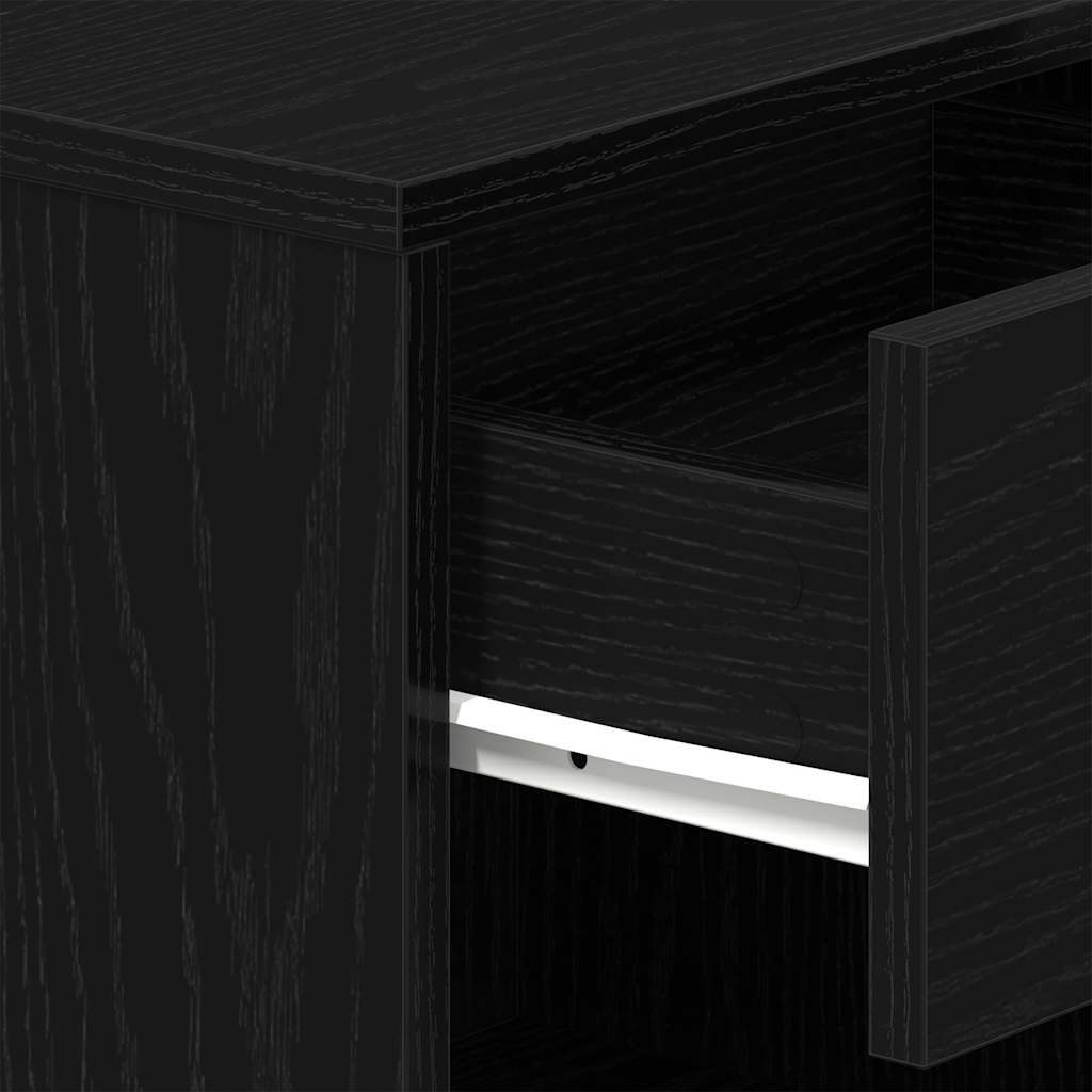 Bedside table with drawer, black, 39x28x41cm