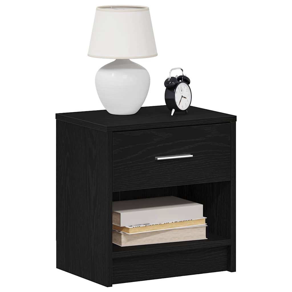 Bedside table with drawer, black, 39x28x41cm