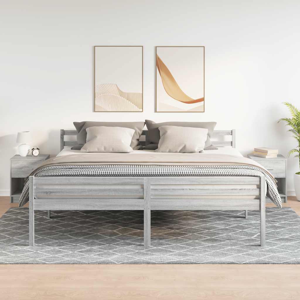 Bedside tables with drawer, 2 pcs., grey, 40x34x50cm