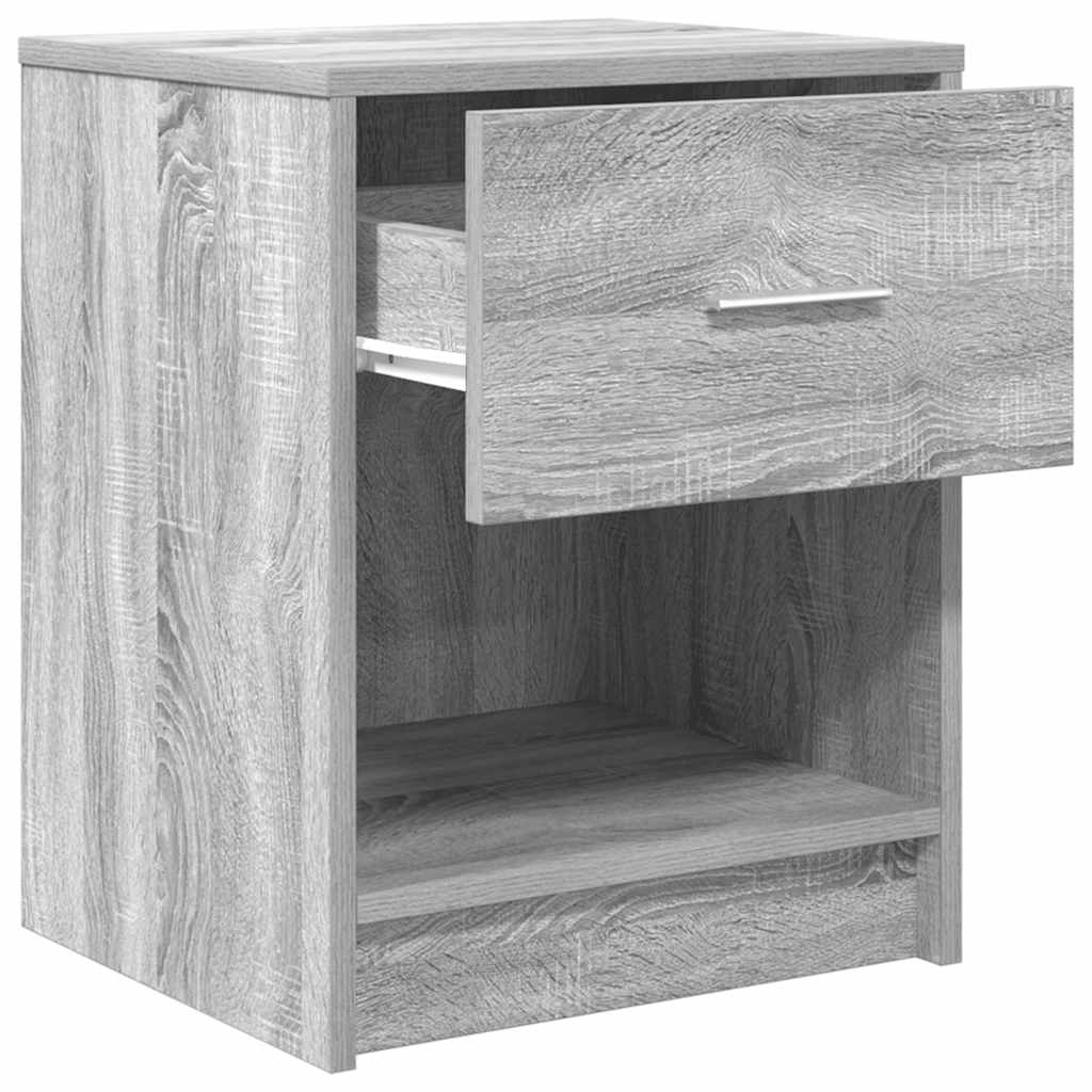Bedside tables with drawer, 2 pcs., grey, 40x34x50cm