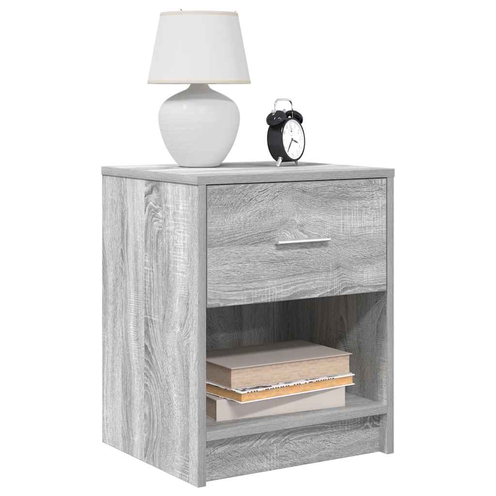Bedside tables with drawer, 2 pcs., grey, 40x34x50cm