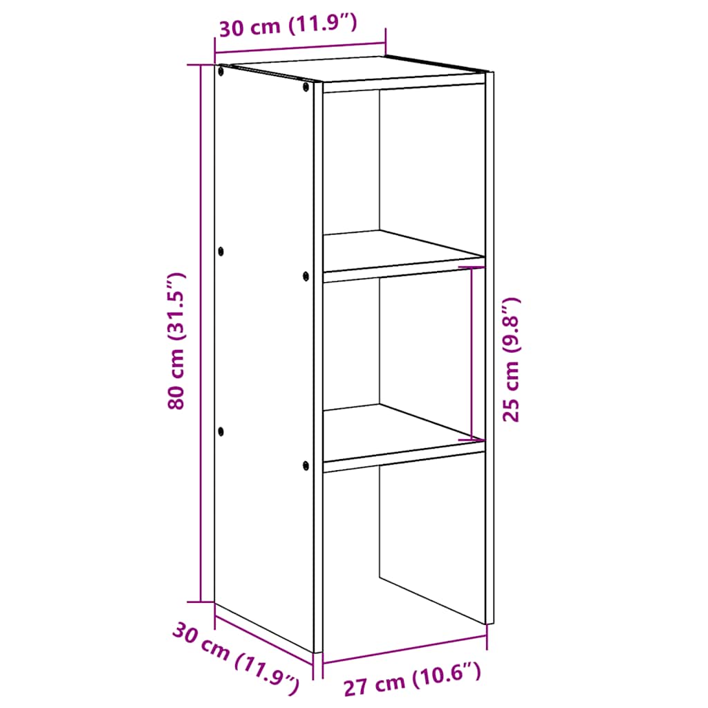 Bookcase, stackable, white, 30x30x80cm, wood
