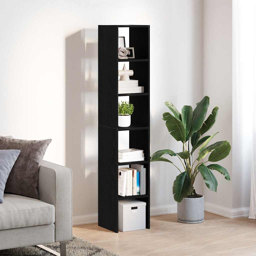 Bookcases, 2 pcs, stackable, black, 30x30x80cm, wood