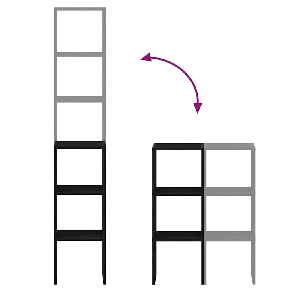 Bookcases, 2 pcs, stackable, black, 30x30x80cm, wood