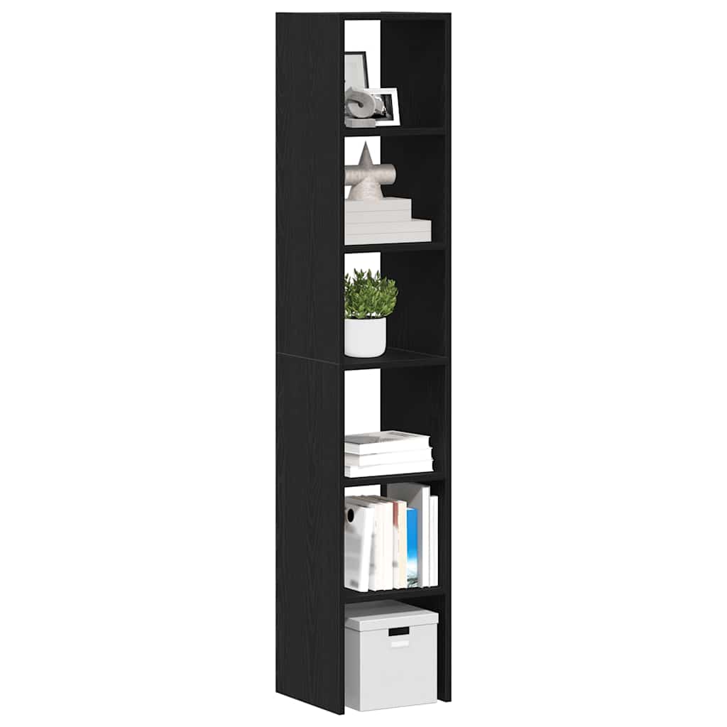 Bookcases, 2 pcs, stackable, black, 30x30x80cm, wood