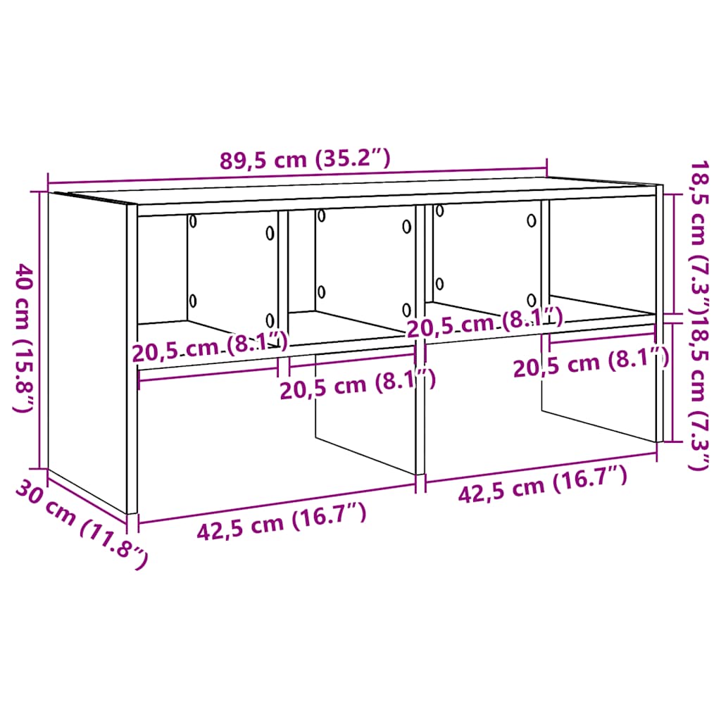 Shoe rack, stackable, grey, 89.5x30x40cm
