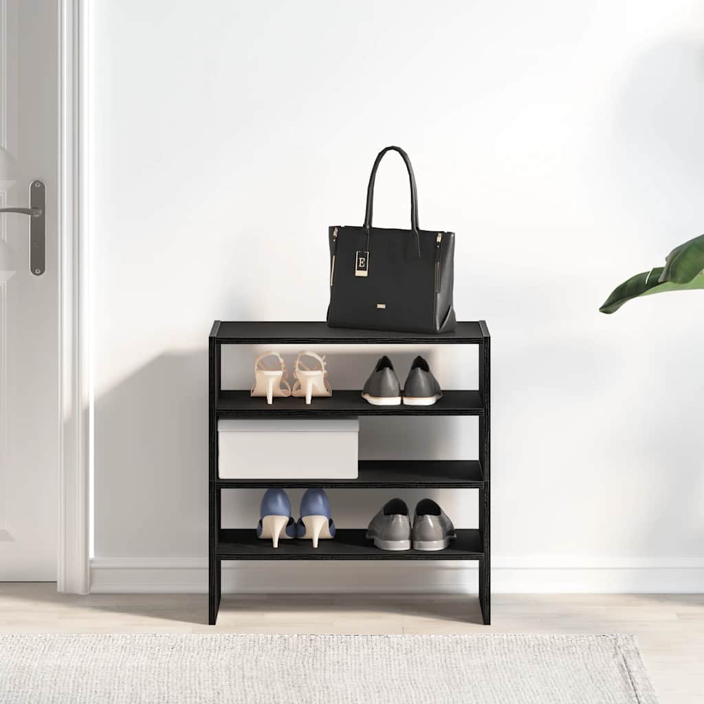 Shoe racks, 2 pcs, stackable, black, 60x30x30.5cm