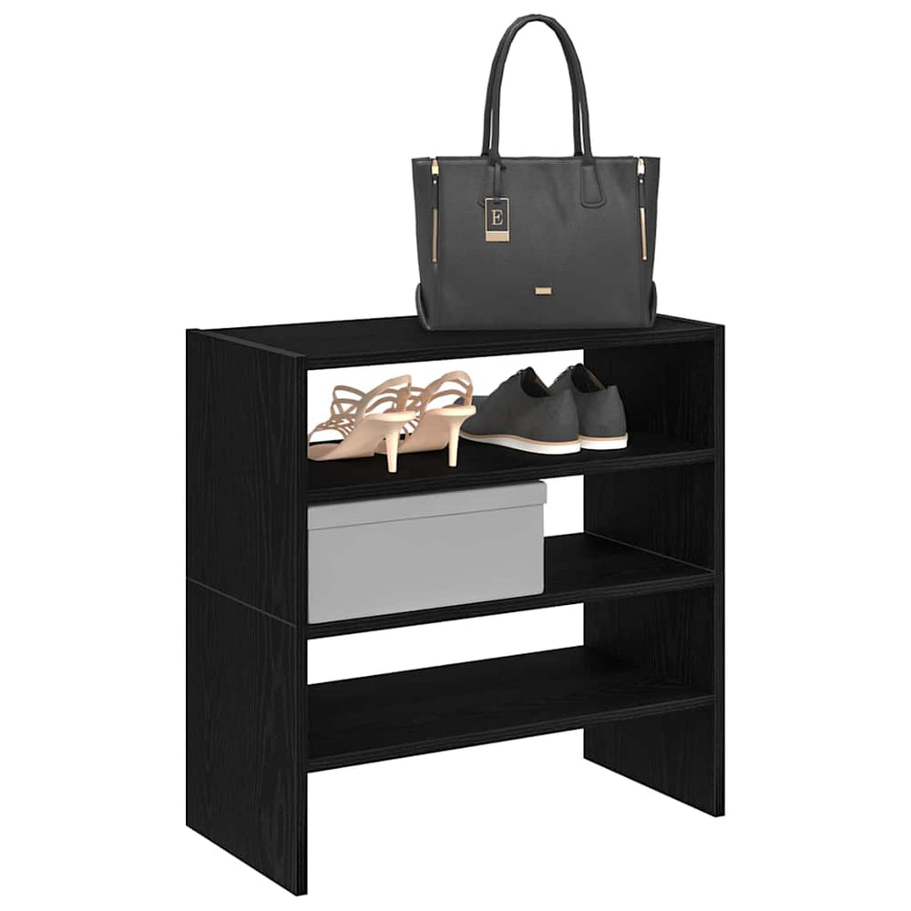 Shoe racks, 2 pcs, stackable, black, 60x30x30.5cm
