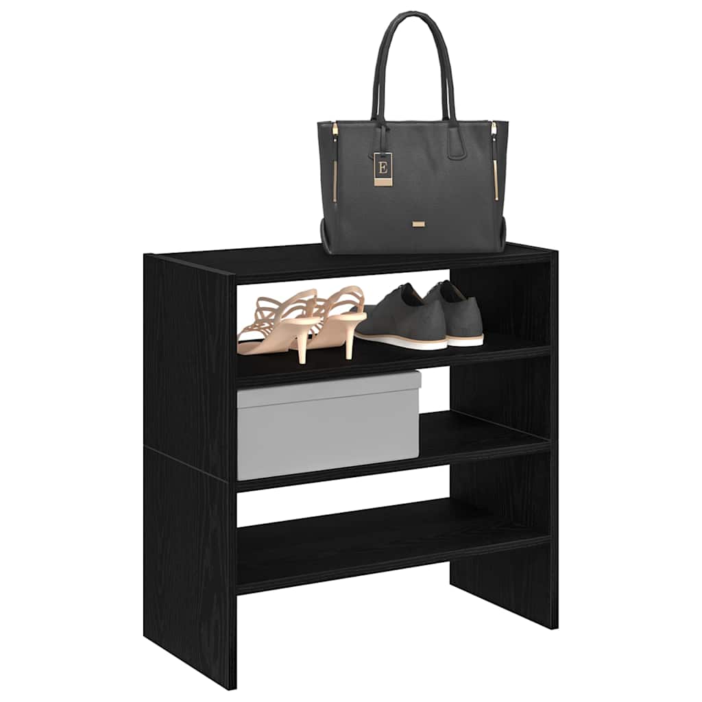 Shoe racks, 2 pcs, stackable, black, 60x30x30.5cm