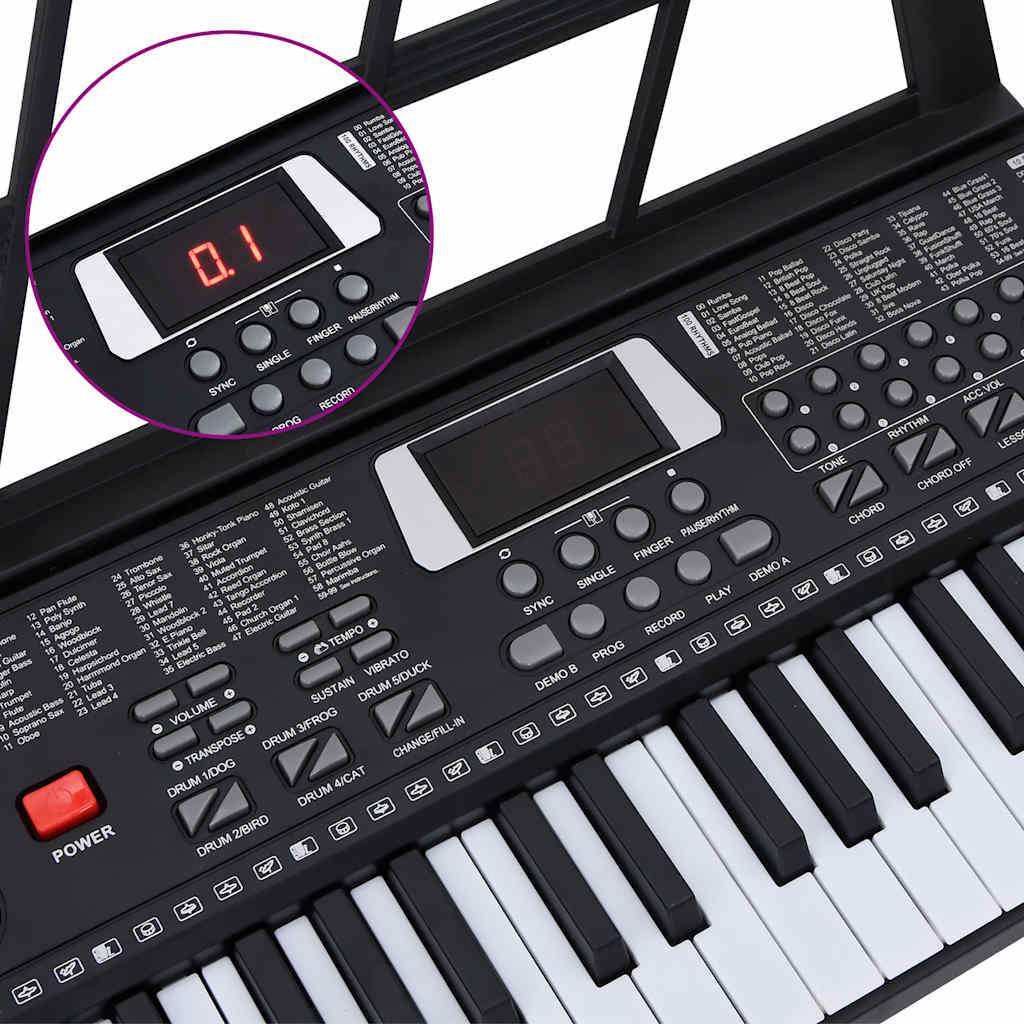 61 raktai fortepijoninė elektrinė klaviatūra su muzikiniu stovu