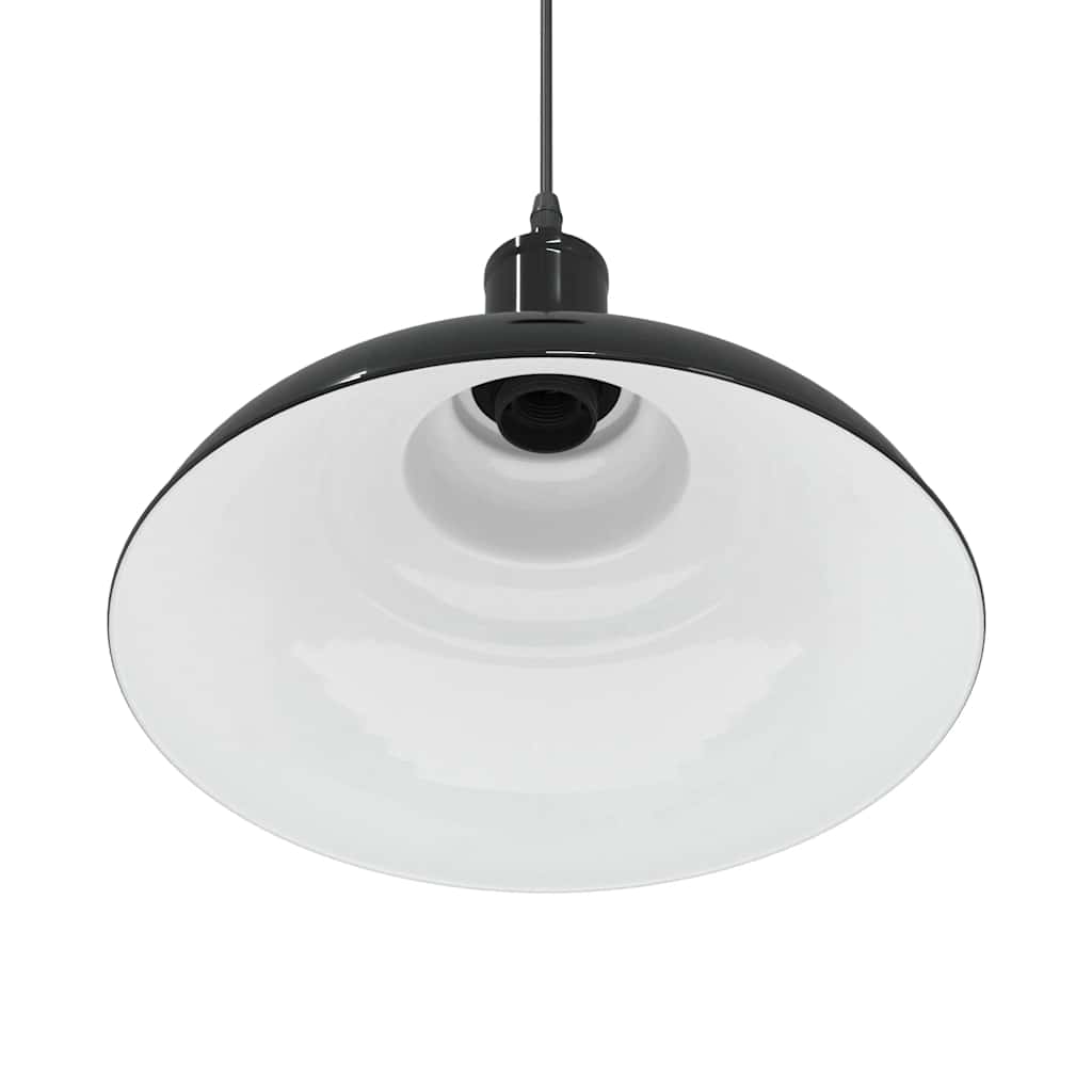 Pakabinamas šviestuvas, reguliuojamo aukščio, E27, blizgios juodos spalvos, Ø 31 cm, metalas