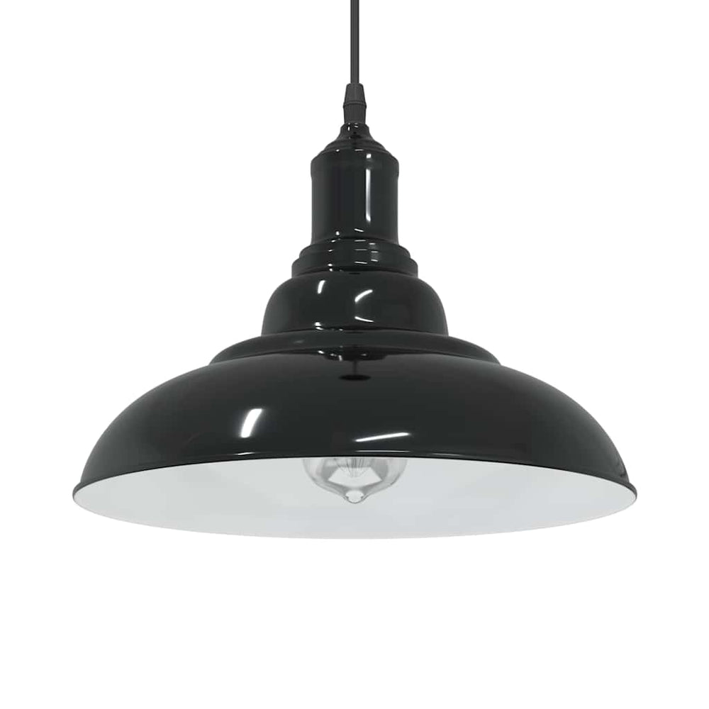 Pakabinamas šviestuvas, reguliuojamo aukščio, E27, blizgios juodos spalvos, Ø 31 cm, metalas