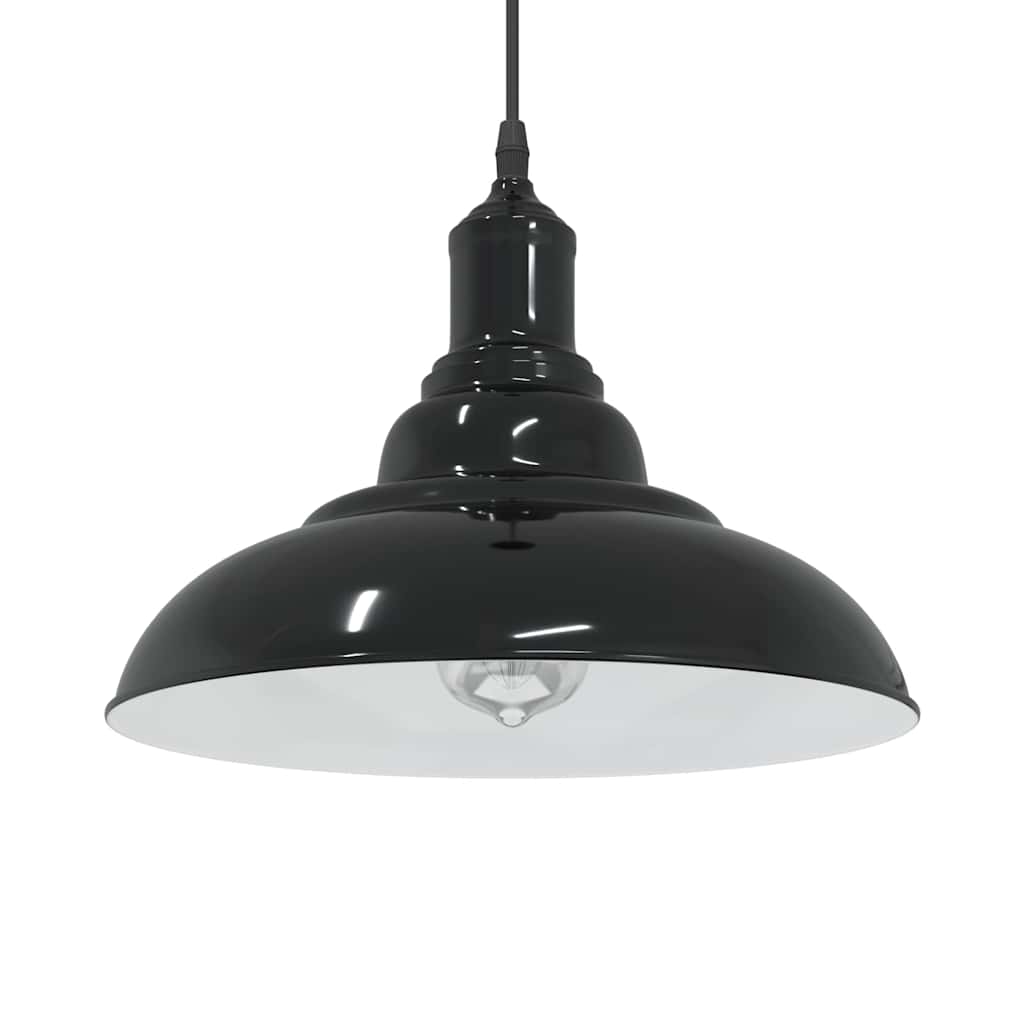 Pakabinamas šviestuvas, reguliuojamo aukščio, E27, blizgios juodos spalvos, Ø 31 cm, metalas
